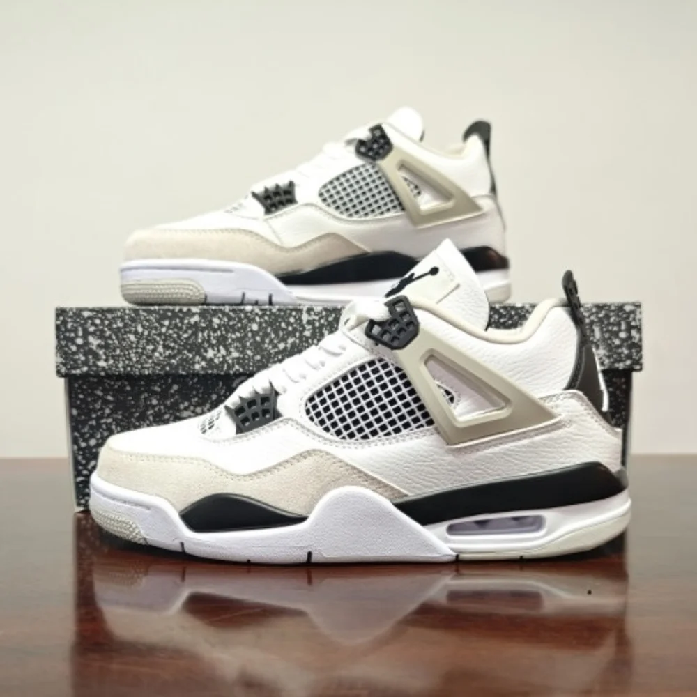 New With Box Air Jordan 4 Military Black (White Black Neutral Grey)